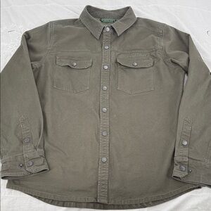 Stio Shirt Mens Large Saratoga Canvas Deep Shade Green Utility Durable Work Snap